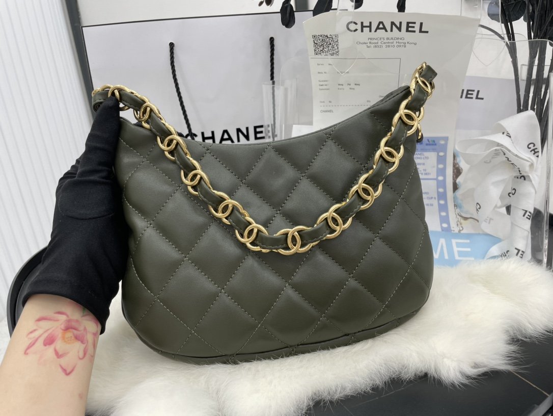CHLHobo Handbag Emerald Green For Women, Women’s Bags 9.4in/24cm