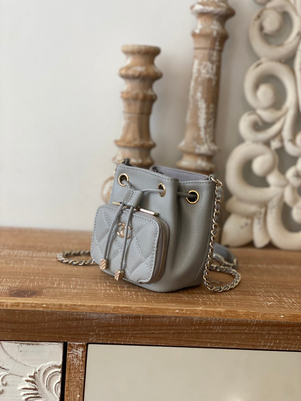 CHLMini Bucket Bag With Strap Gray For Women, Women’s Bags 4.9in/12.5cm