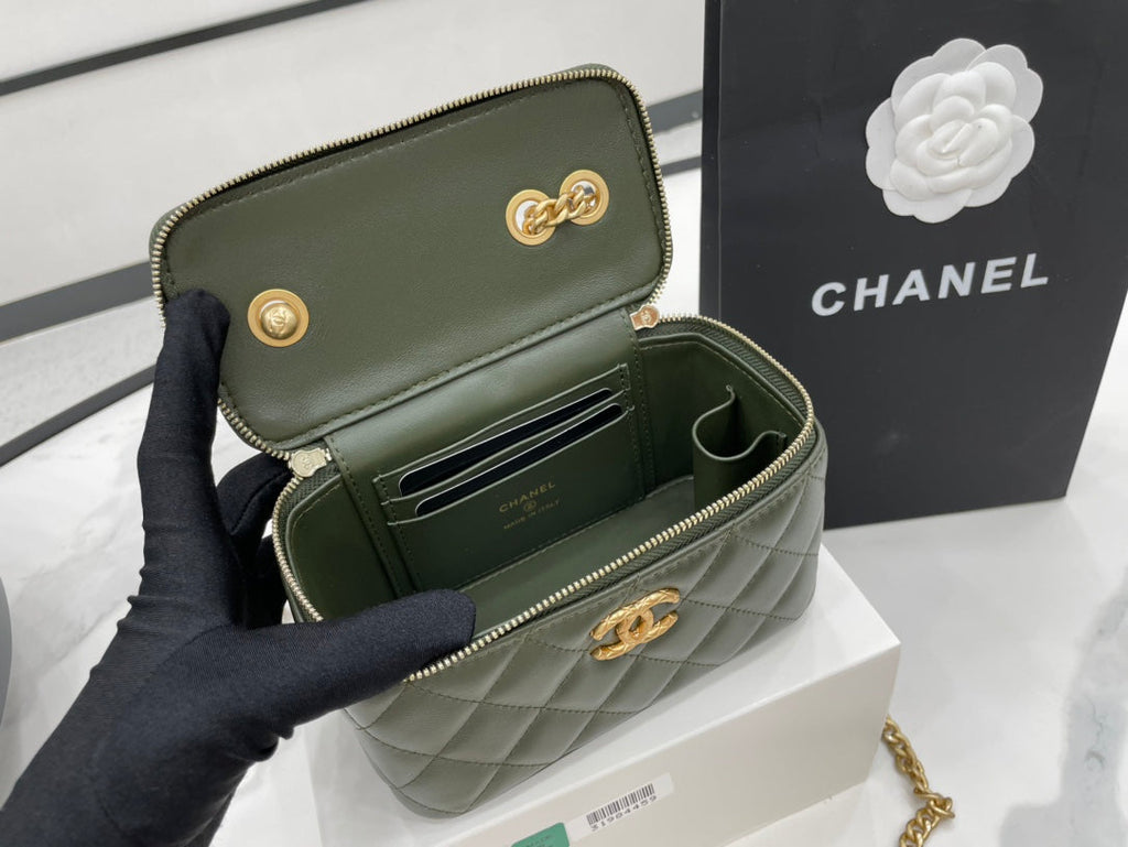 CHLSmall Vanity Case Emerald Green For Women, Women’s Bags 5.9in/15cm