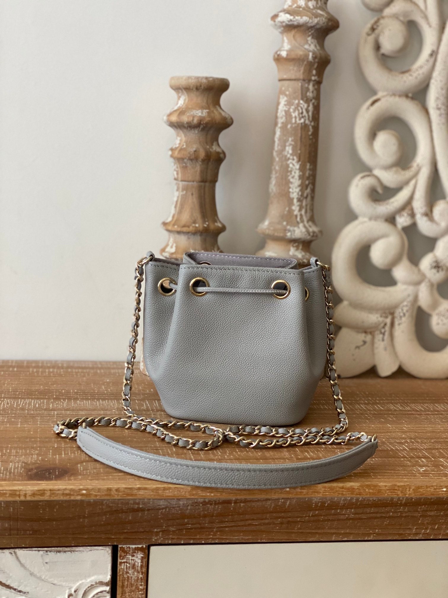 CHLMini Bucket Bag With Strap Gray For Women Bags 4.9in/12.5cm
