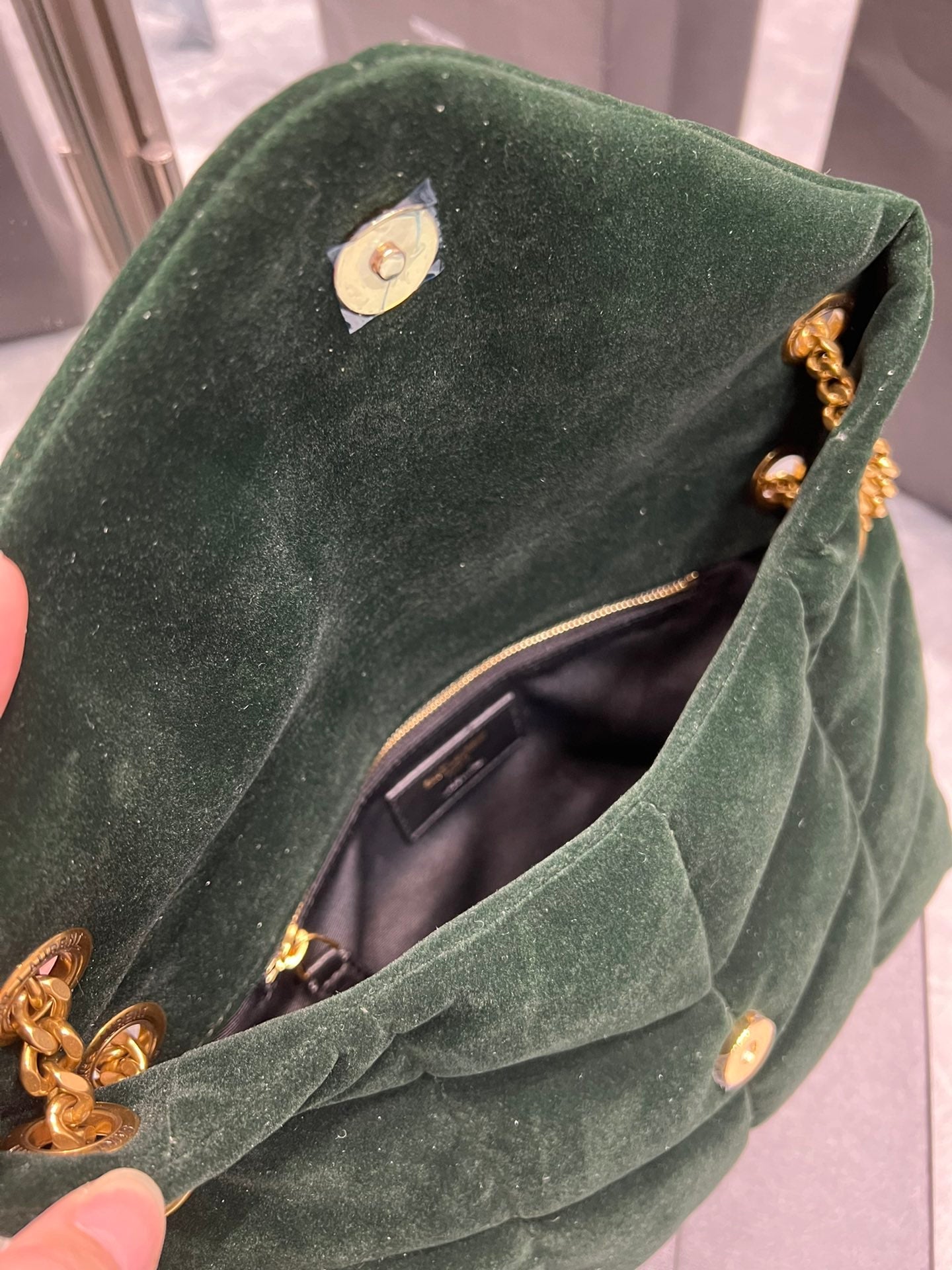 GLAMI Puffer Small Chain Bag Dark Green For Women, Women’s Bags 11.4in/29cm YSLÃ¢â‚¬Å½