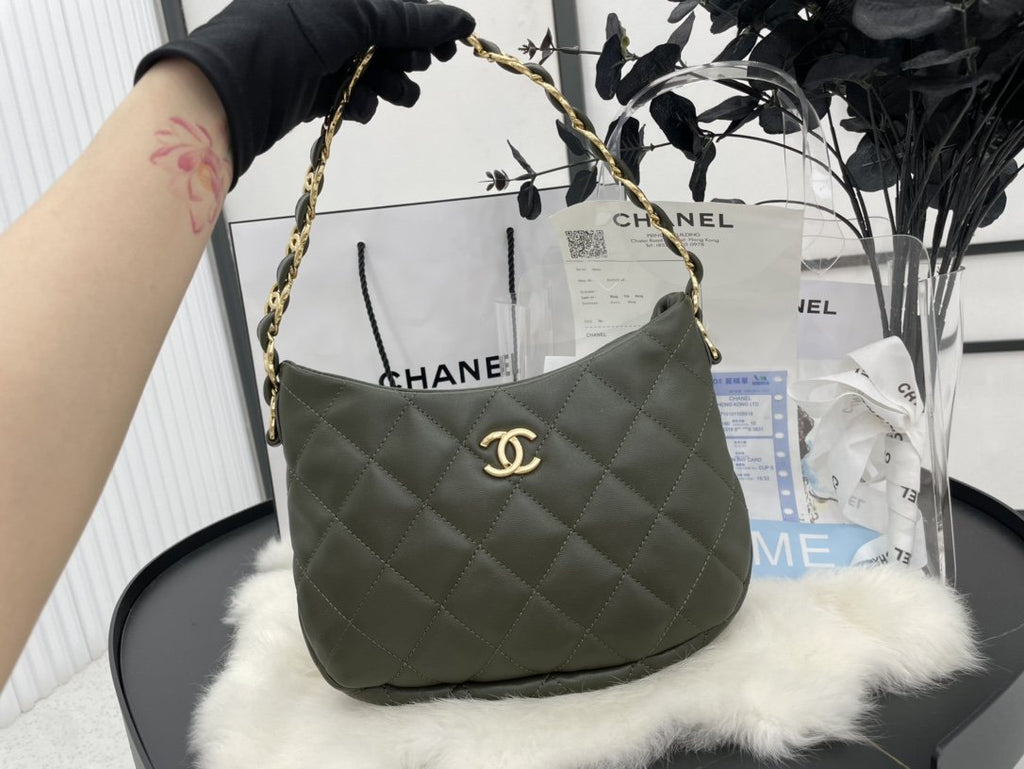 CHLHobo Handbag Emerald Green For Women, Women’s Bags 9.4in/24cm