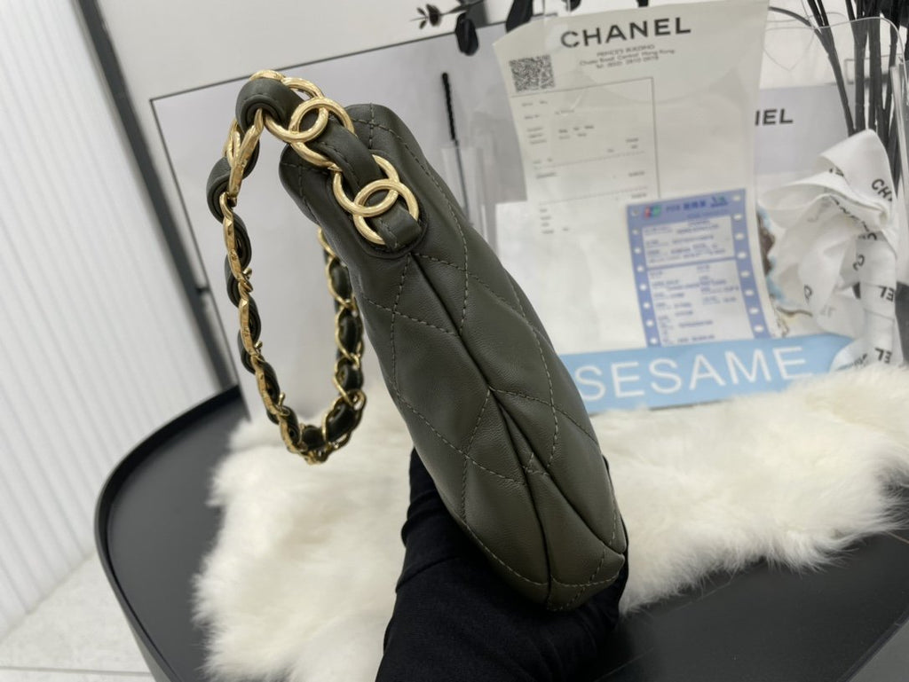 CHLHobo Handbag Emerald Green For Women, Women’s Bags 9.4in/24cm