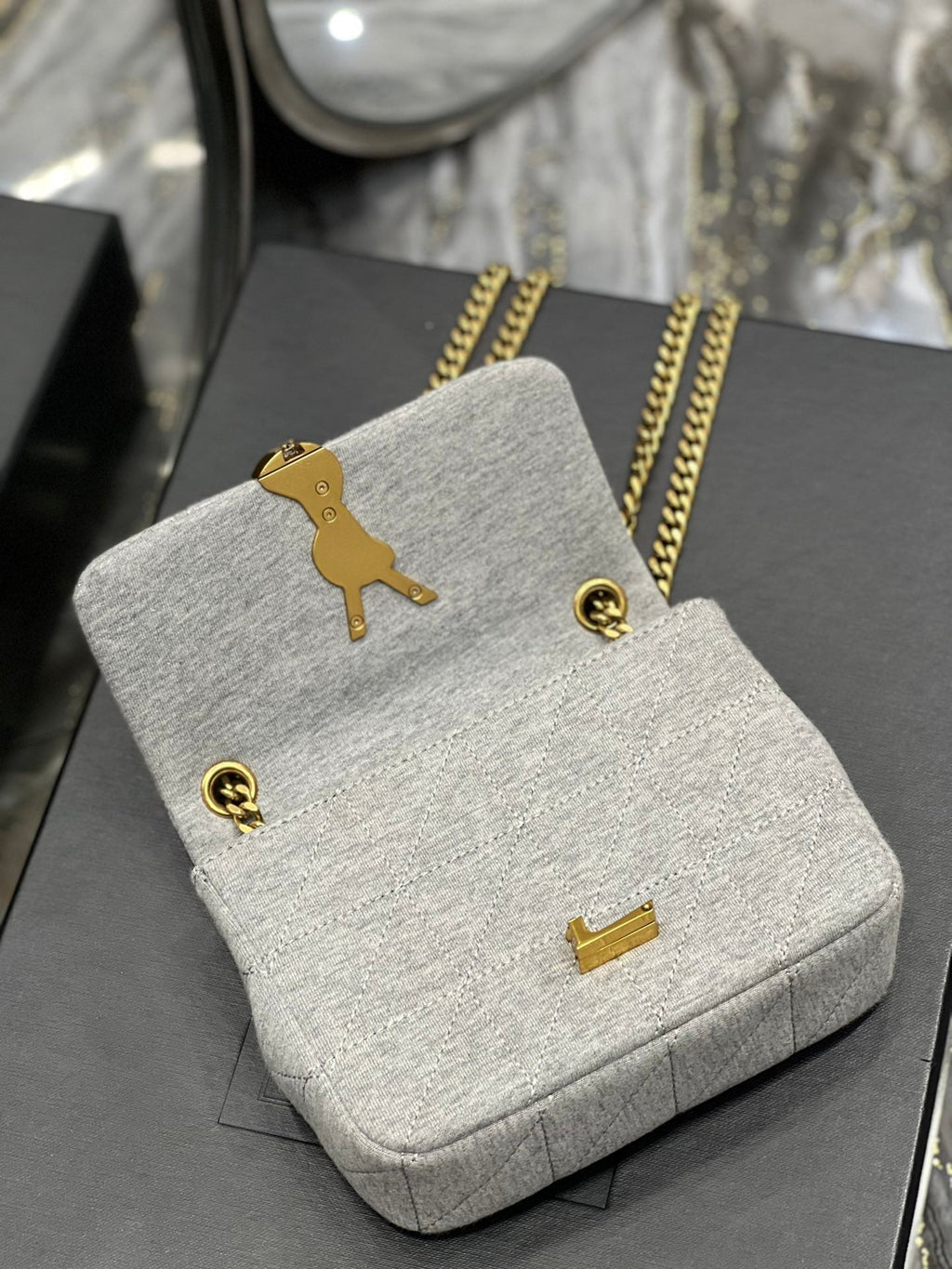 YSSL Jamie Mini Chain Bag Grey For Women, Women’s Bags 6.9in/17.5cm YSL 6981622F9271407