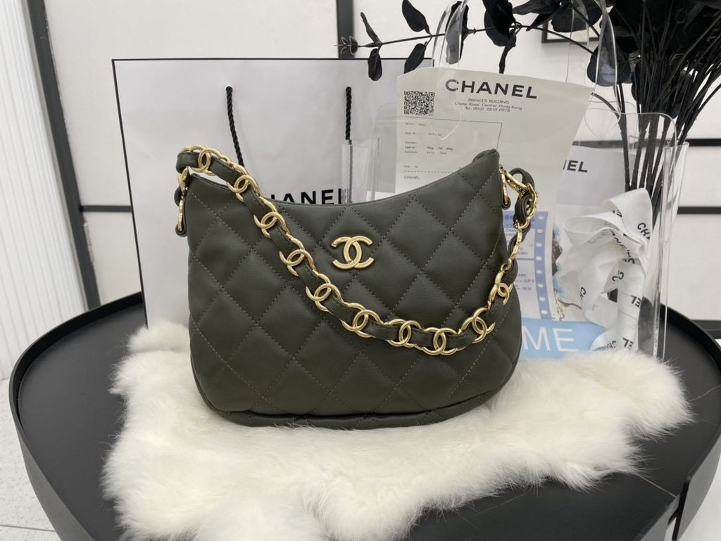 CHLHobo Handbag Emerald Green For Women, Women’s Bags 9.4in/24cm