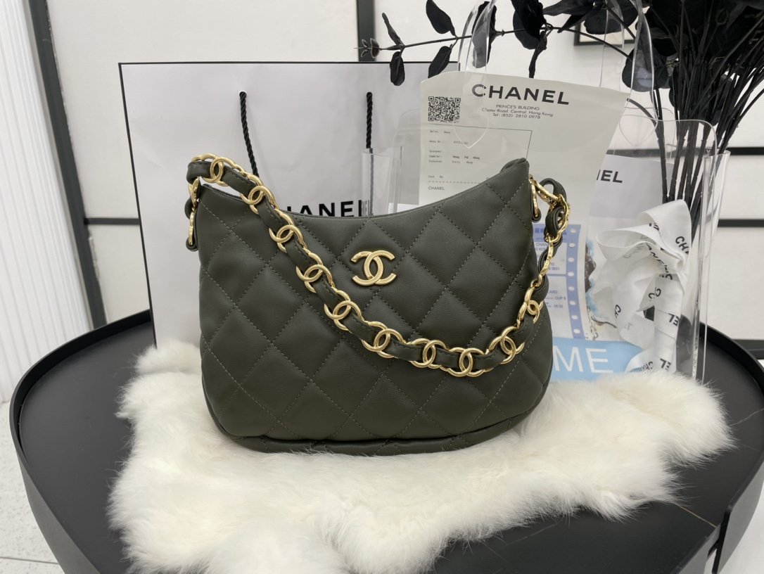 CHLHobo Handbag Emerald Green For Women, Women’s Bags 9.4in/24cm
