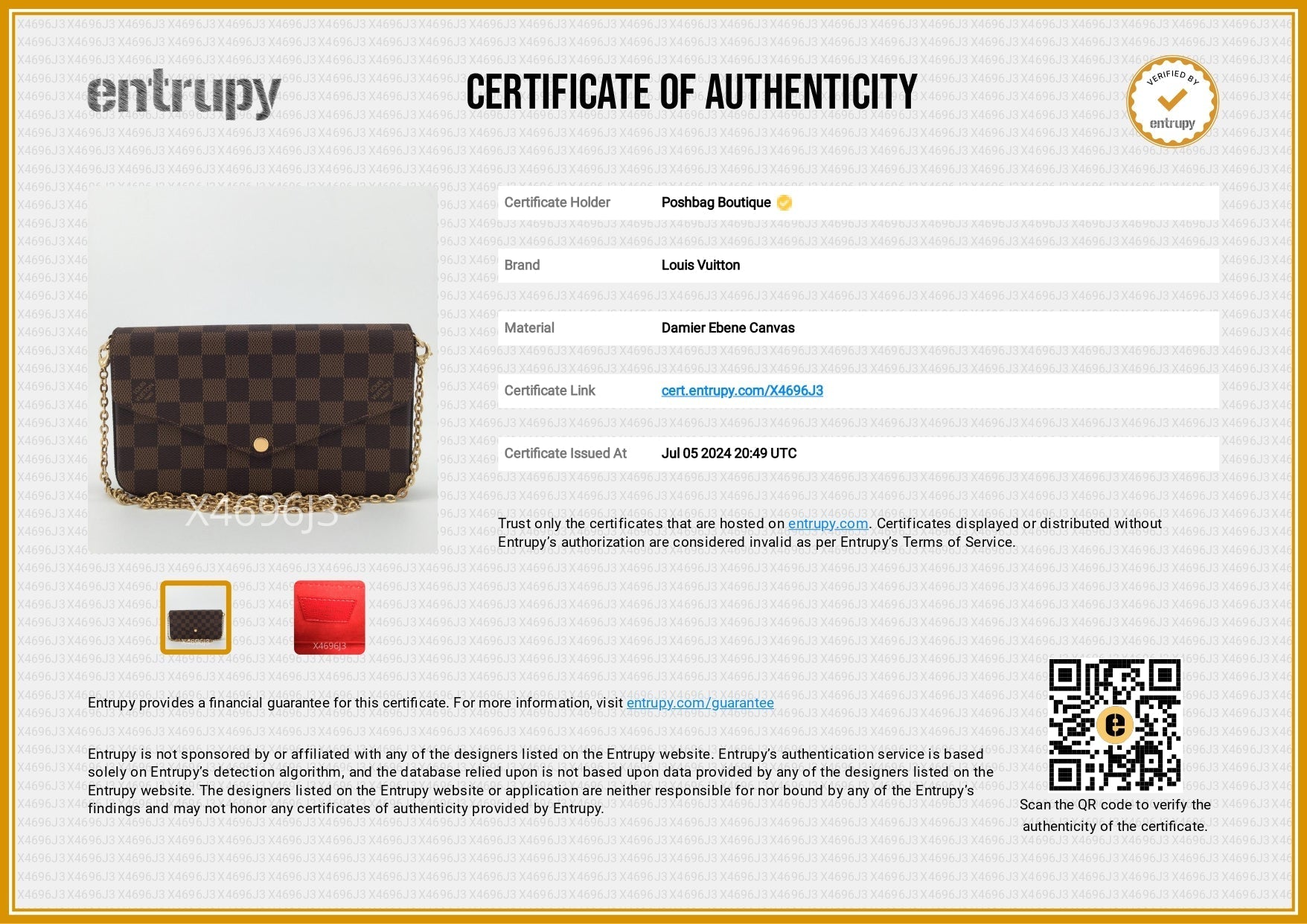 Louis Vuitto FÃ©licie Pochette Damier Ebene Canvas Bag
