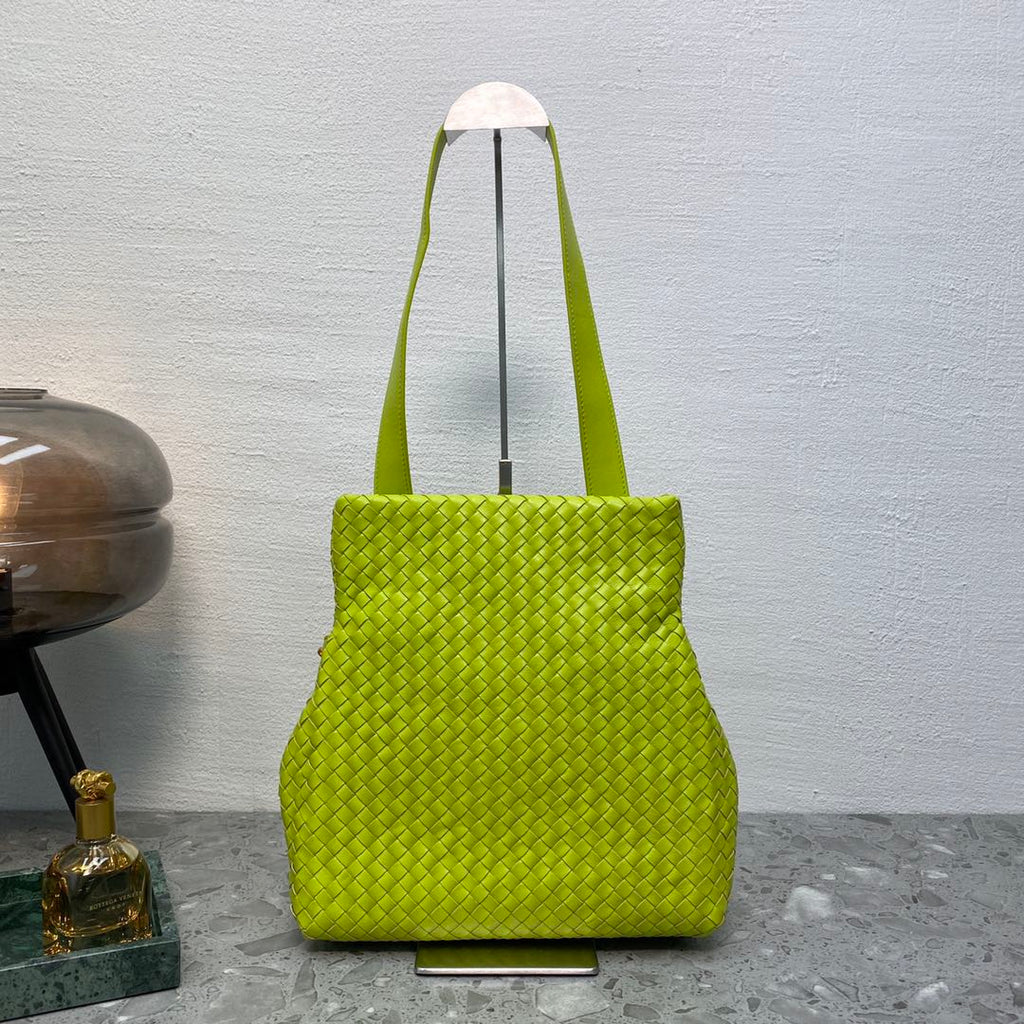 BV Intrecciato Shoulder Bag Neon Green, For Women, Women’s Bags 10.2in/26cm