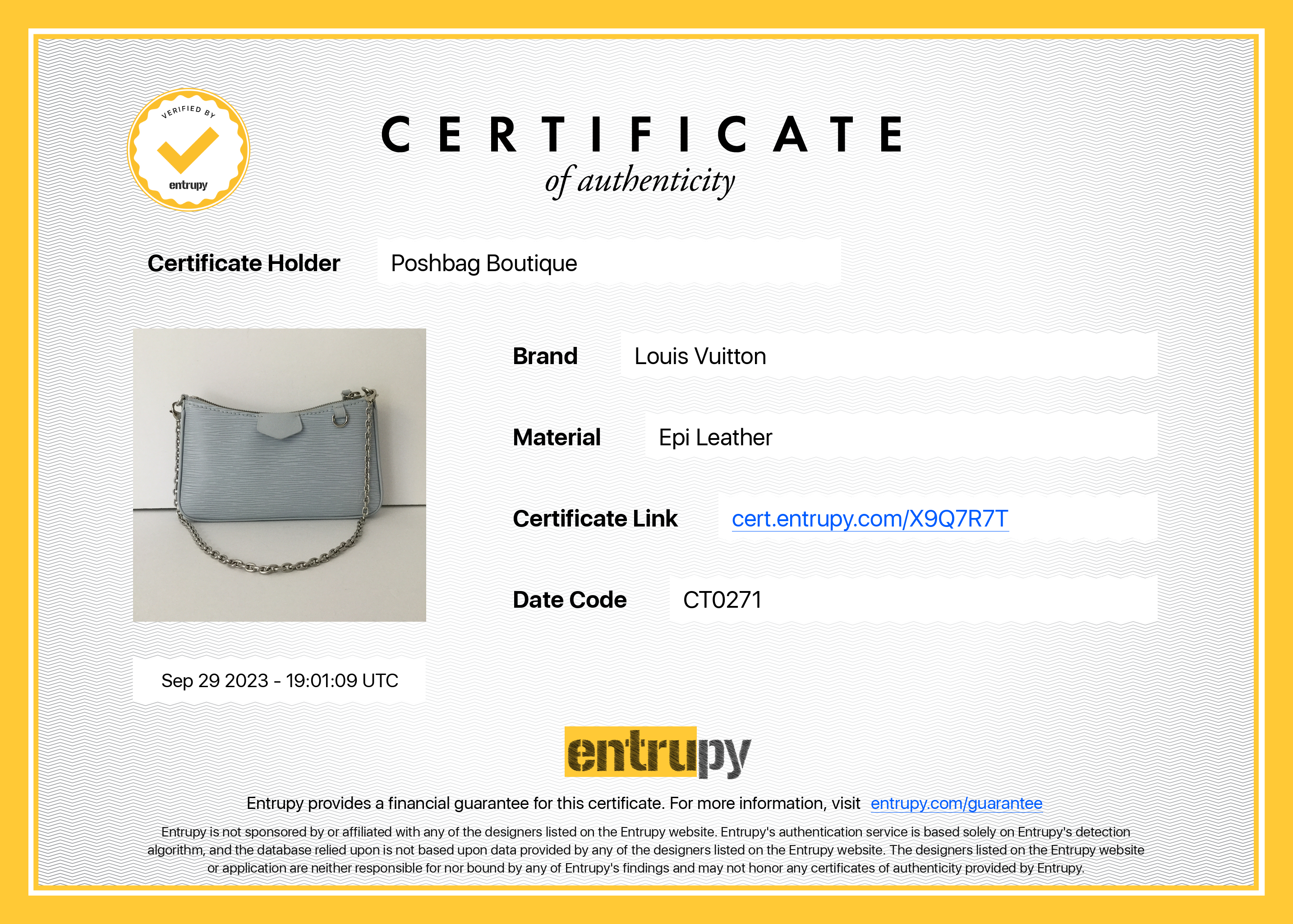 Louis Vuitto Easy Pouch on Strap Blue Epi Leather Bag
