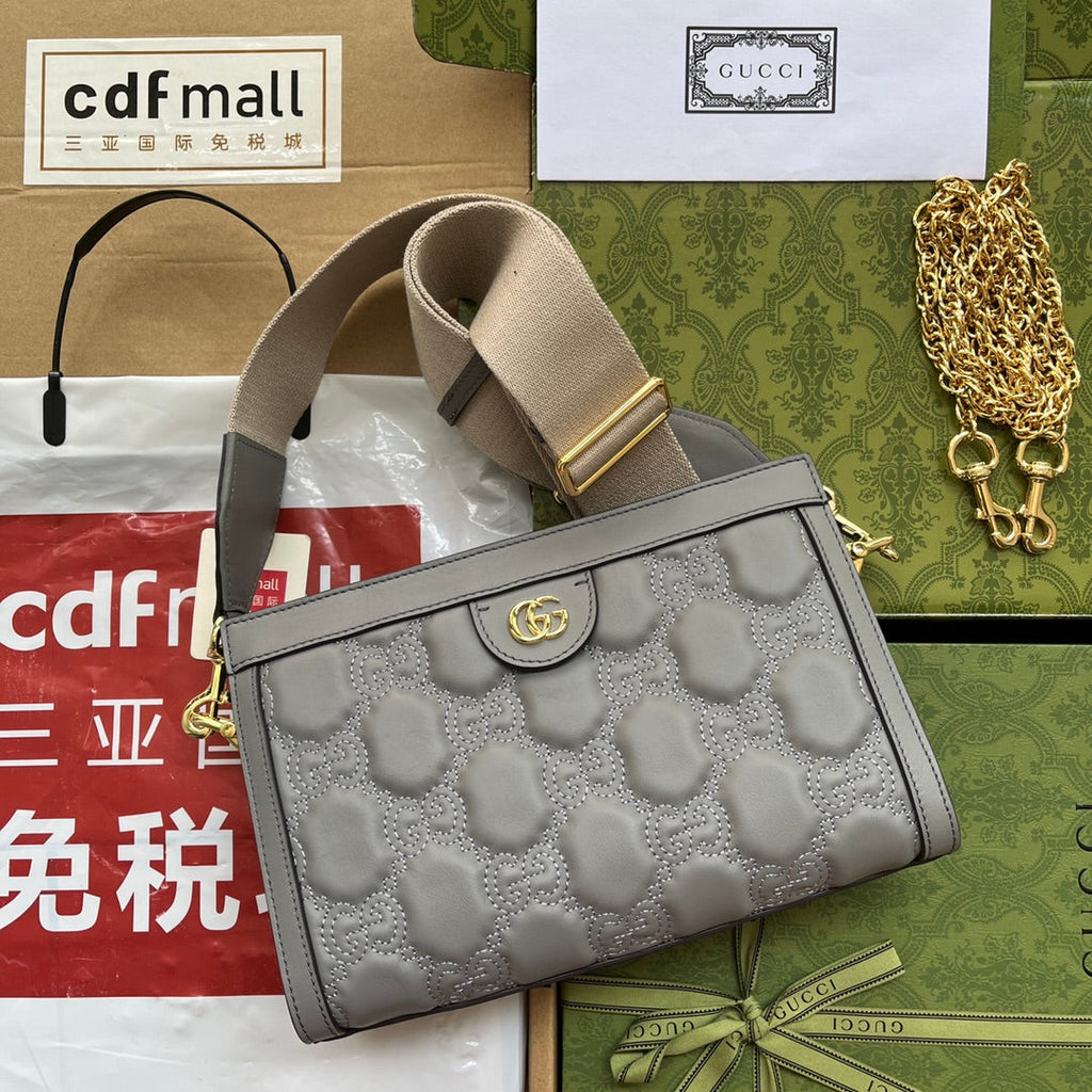 gg Matelassé Small Bag Grey For Women, Women’s Bags 10.2in/26cm gg‎ ‎702200 UM8HG 1563
