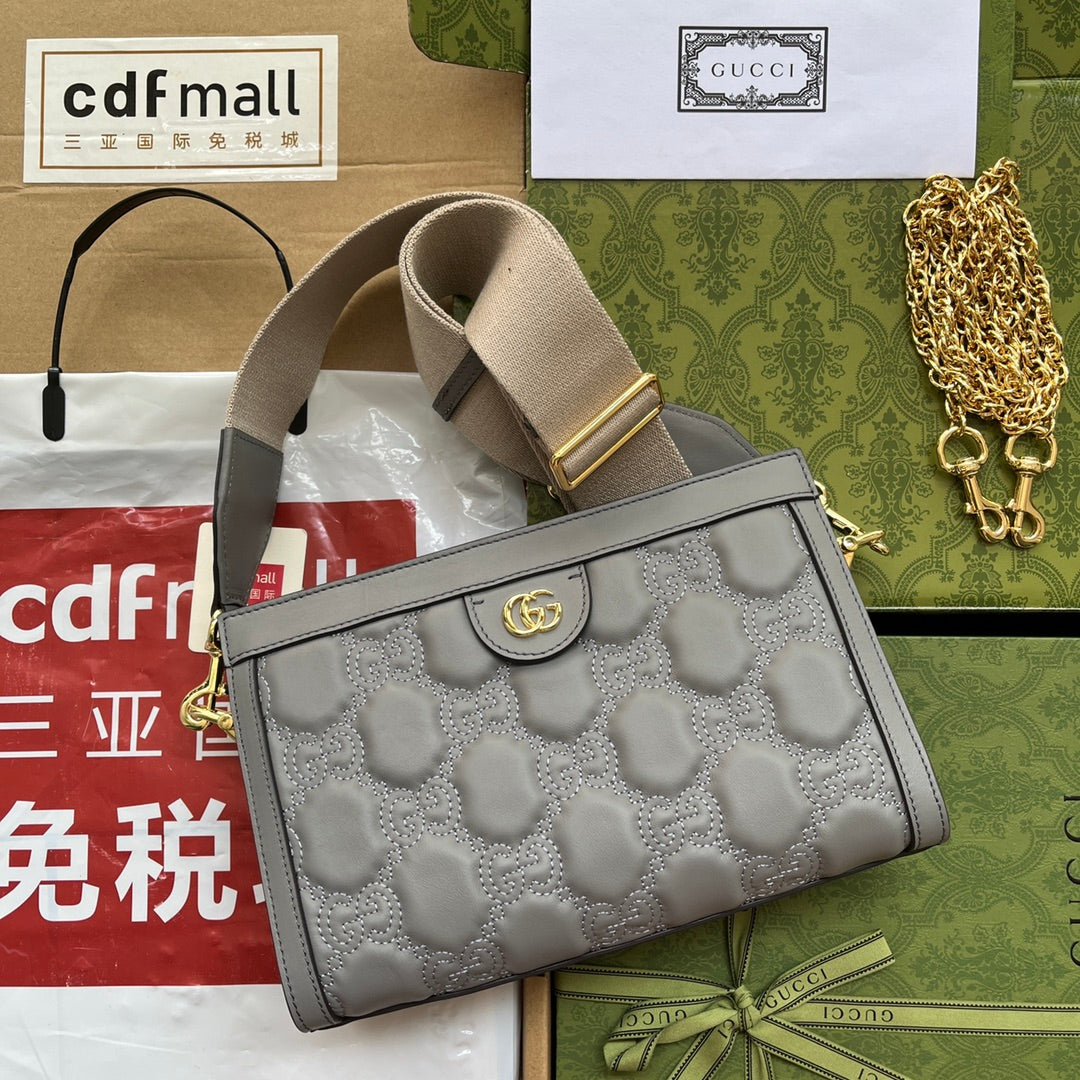 gg Matelassé Small Bag Grey For Women, Women’s Bags 10.2in/26cm gg‎ ‎702200 UM8HG 1563