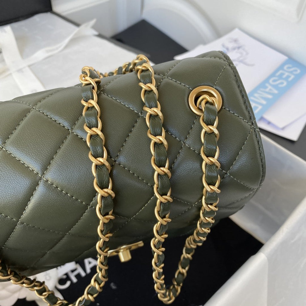 CHLMini Flap Bag Dark Green For Women, Women’s Bags 6.7in/17cm