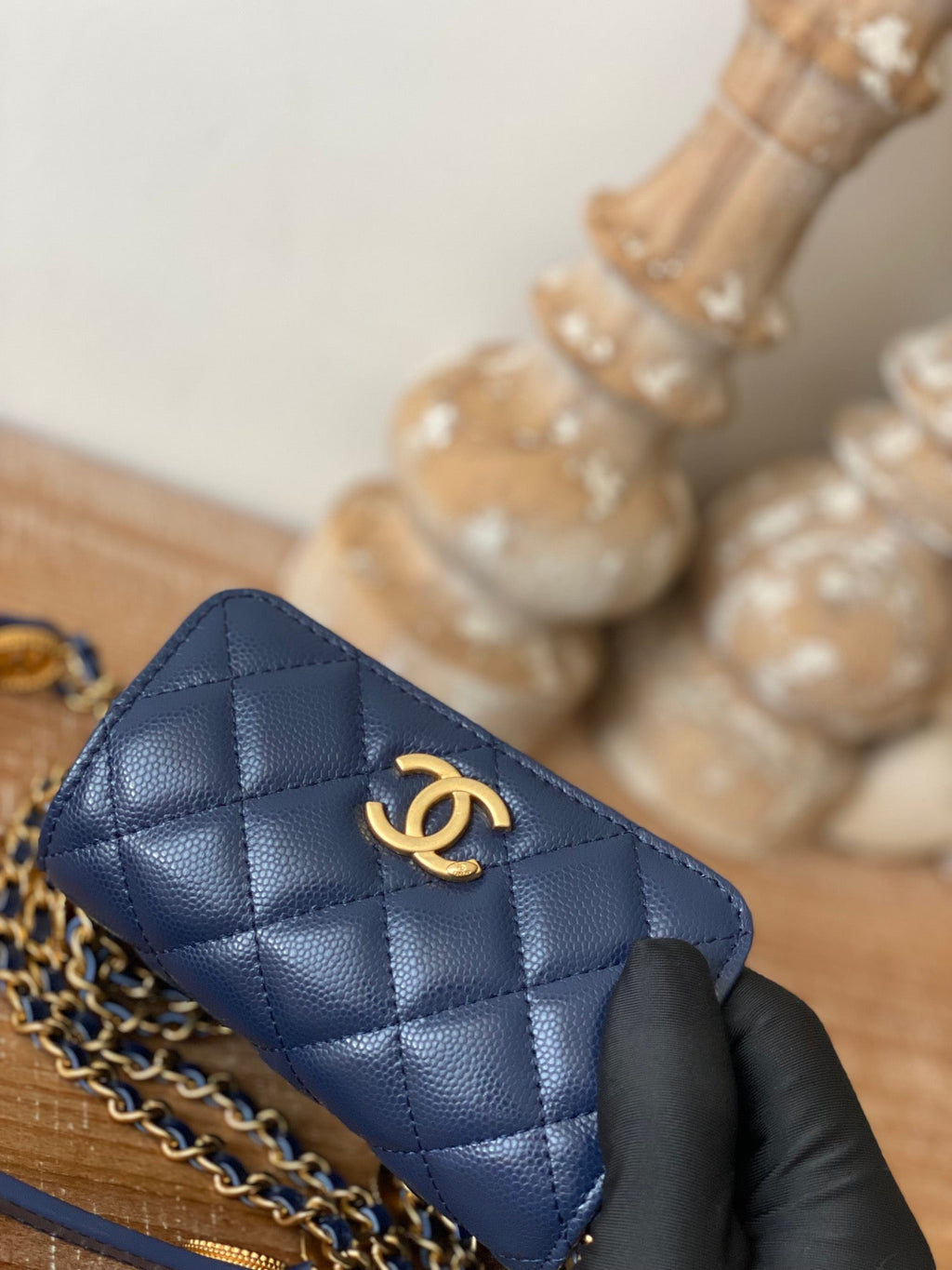 CHL Clutch With Chain Blue For Women, Women’s Bags 4.8in/12.3cm