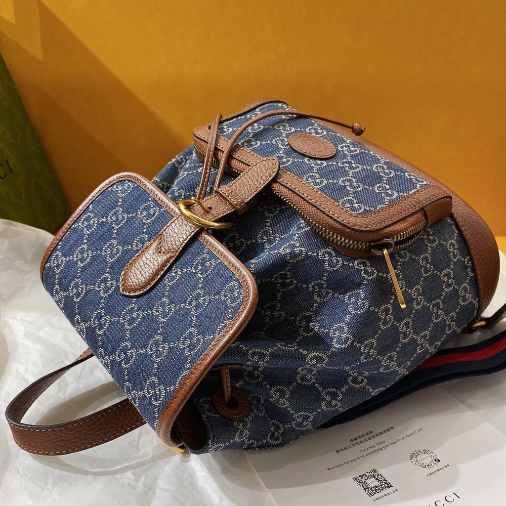 gg Backpack With Interlocking G Blue For Women, Women’s Bags 11.8in/30cm gg