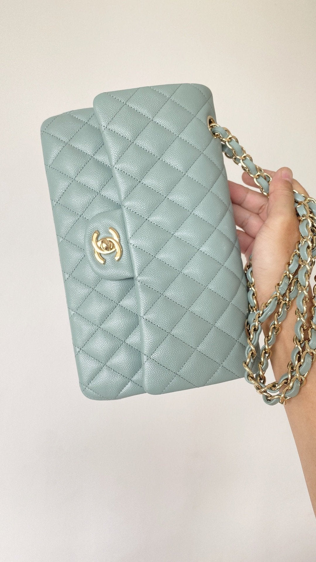 CHLSmall Classic Handbag Light Green For Women, Women’s Bags 9.1in/23cm