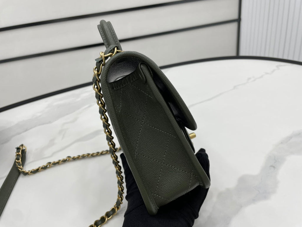 CHL 22K Flap Bag Dark Green For Women, Women’s Bags 8.1in/20.5cm