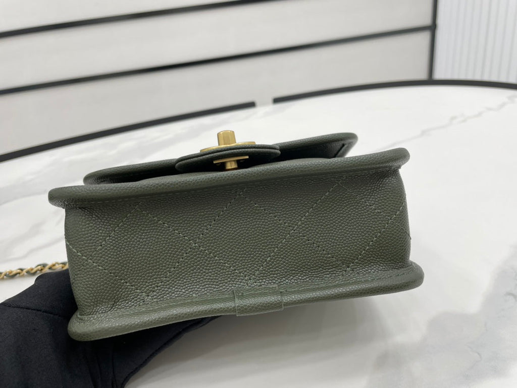 CHL 22K Flap Bag Dark Green For Women, Women’s Bags 8.1in/20.5cm