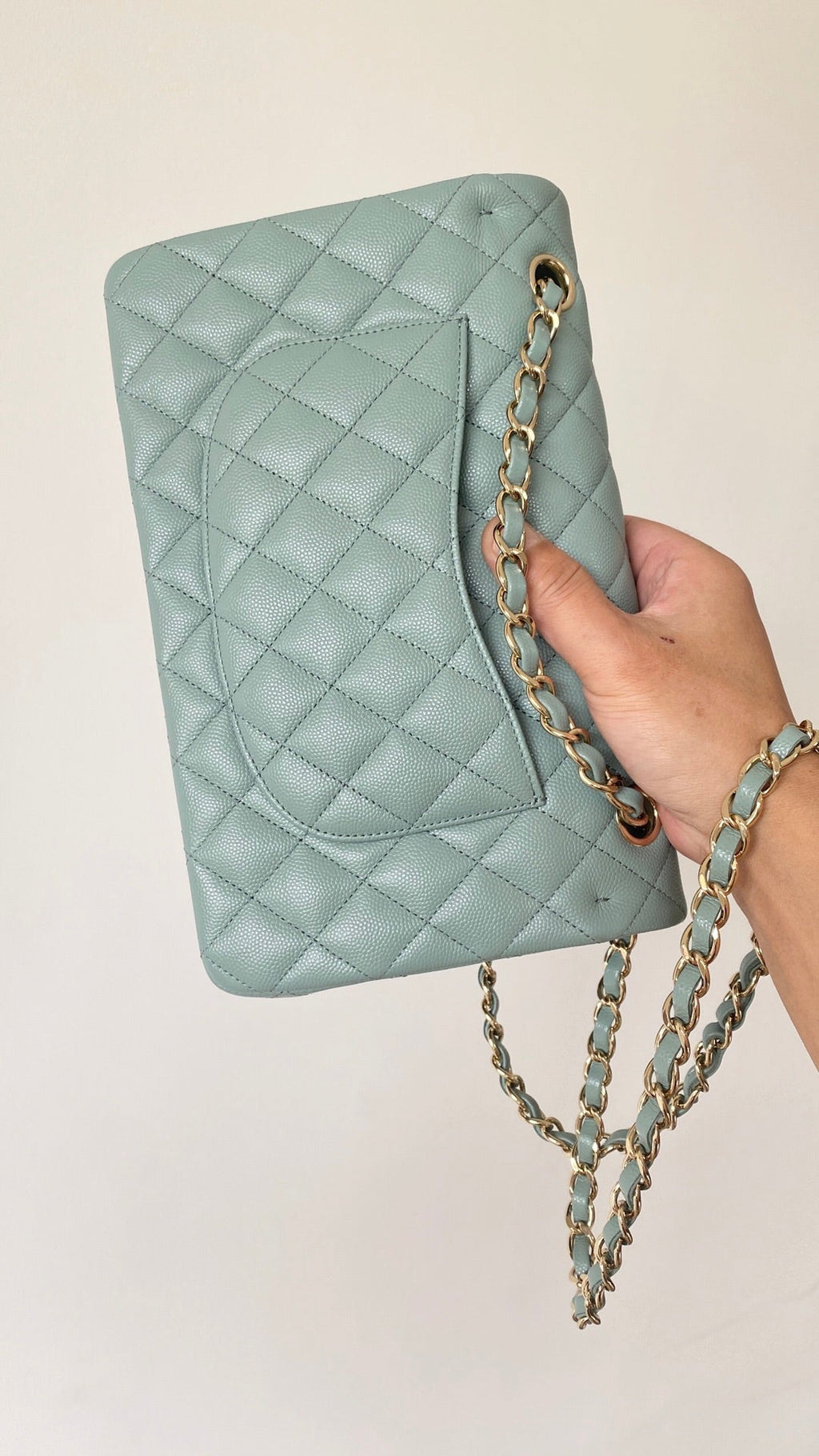 CHLSmall Classic Handbag Light Green For Women, Women’s Bags 9.1in/23cm
