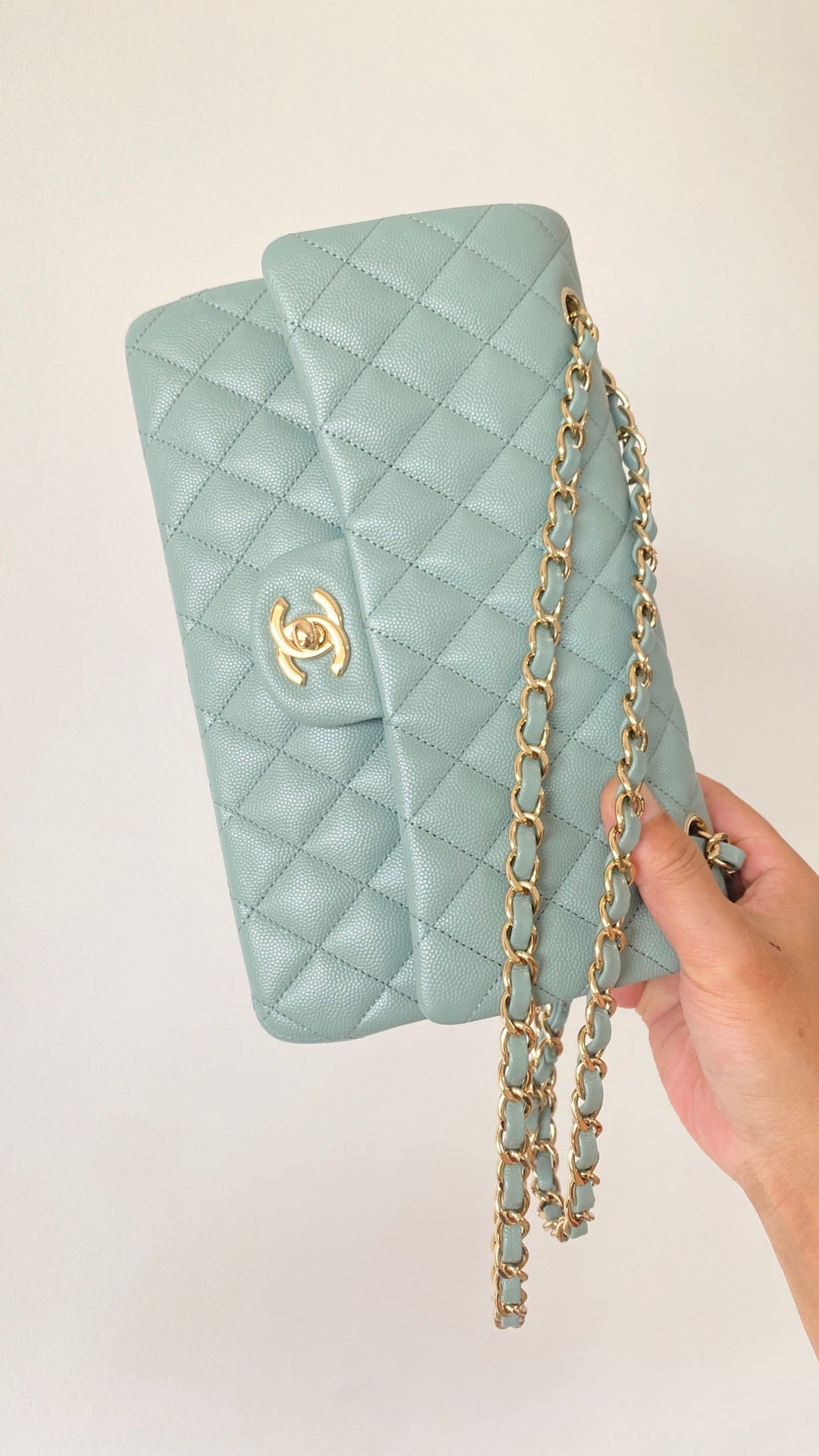 CHLSmall Classic Handbag Light Green For Women, Women’s Bags 9.1in/23cm
