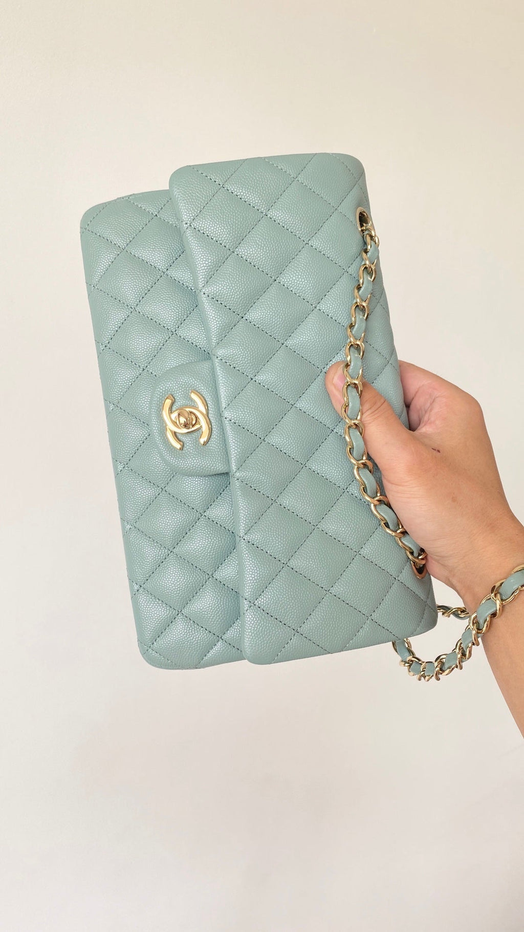 CHLSmall Classic Handbag Light Green For Women, Women’s Bags 9.1in/23cm