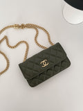 CHLWallet With Strap Dark Green For Women Bags 6.7in/17cm