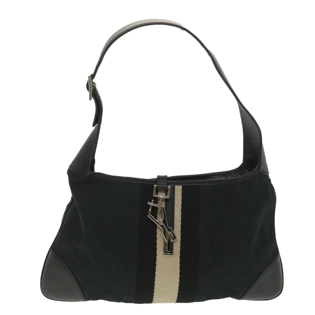GUCCI GG Canvas Sherry Line Shoulder Bag Black Beige 001 4057 002058 yb019