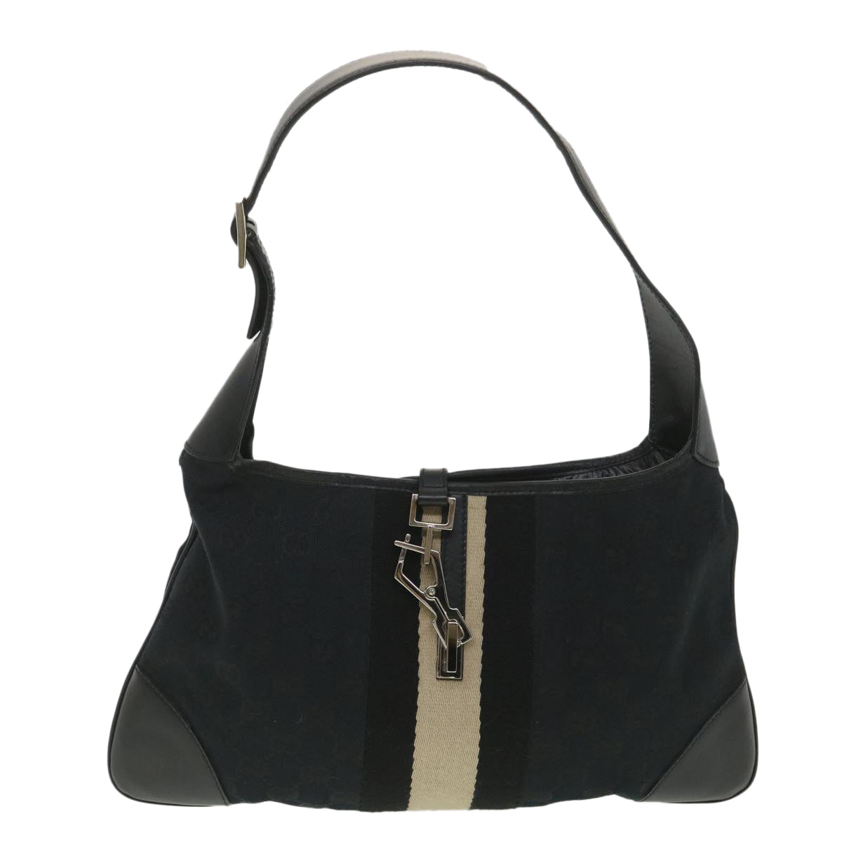 GUCCI GG Canvas Sherry Line Shoulder Bag Black Beige 001 4057 002058 yb019