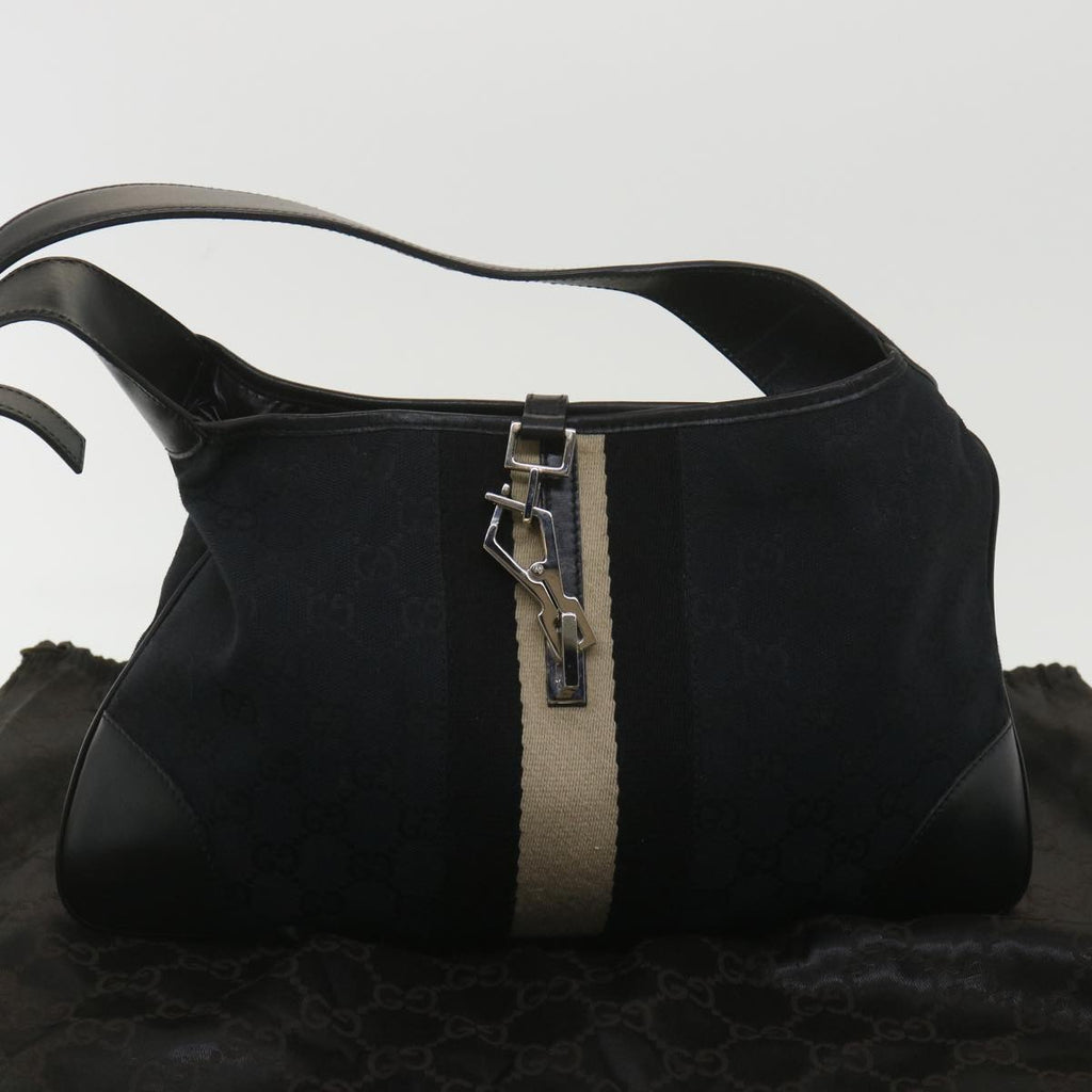 GUCCI GG Canvas Sherry Line Shoulder Bag Black Beige 001 4057 002058 yb019