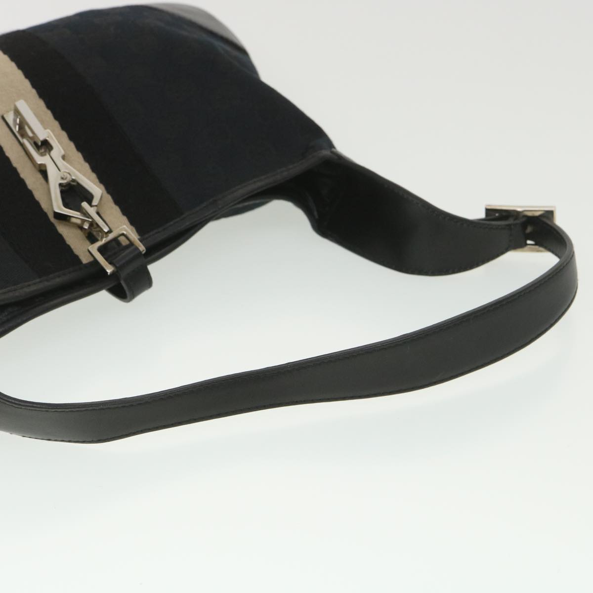 GUCCI GG Canvas Sherry Line Shoulder Bag Black Beige 001 4057 002058 yb019