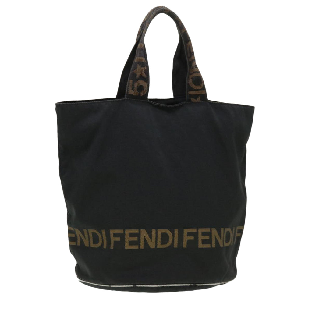 FENDI Hand Bag Nylon Brown Black yb047