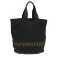 FENDI Hand Bag Nylon Brown Black yb047