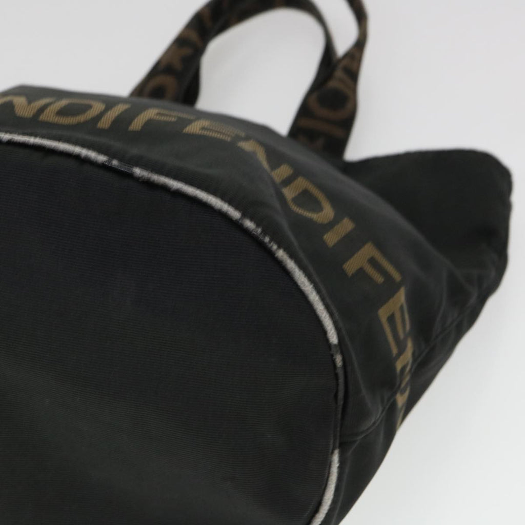 FENDI Hand Bag Nylon Brown Black yb047