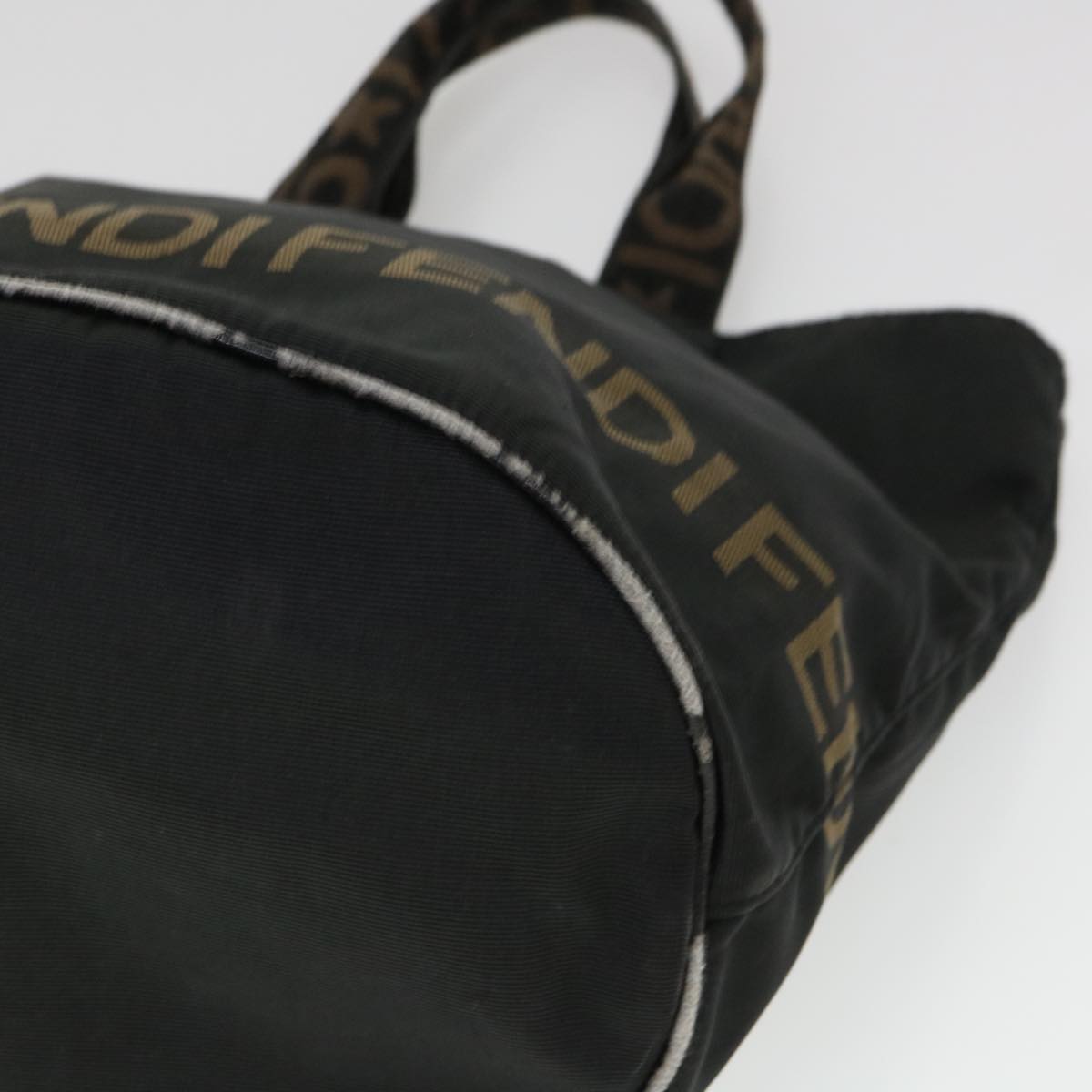 FENDI Hand Bag Nylon Brown Black yb047