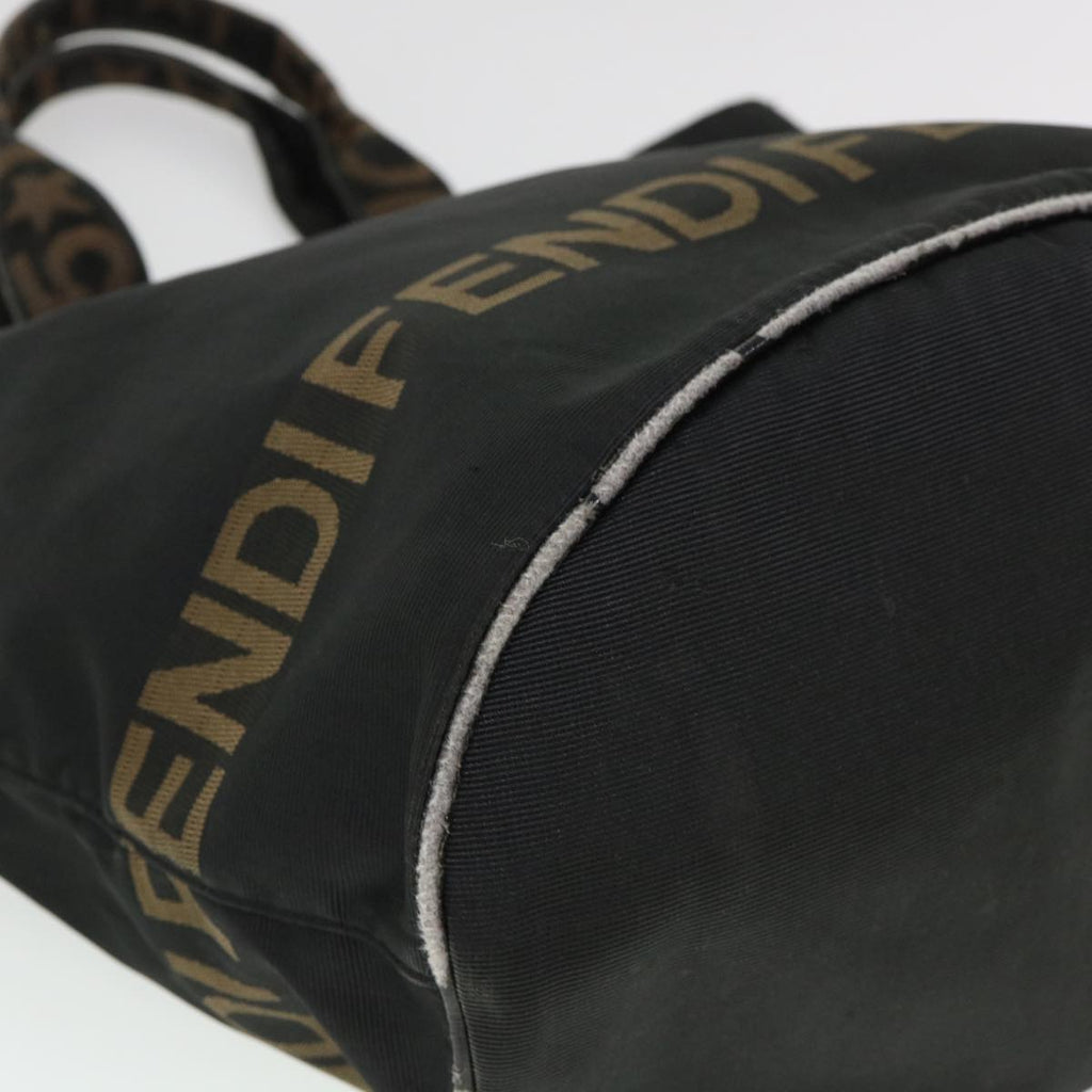 FENDI Hand Bag Nylon Brown Black yb047