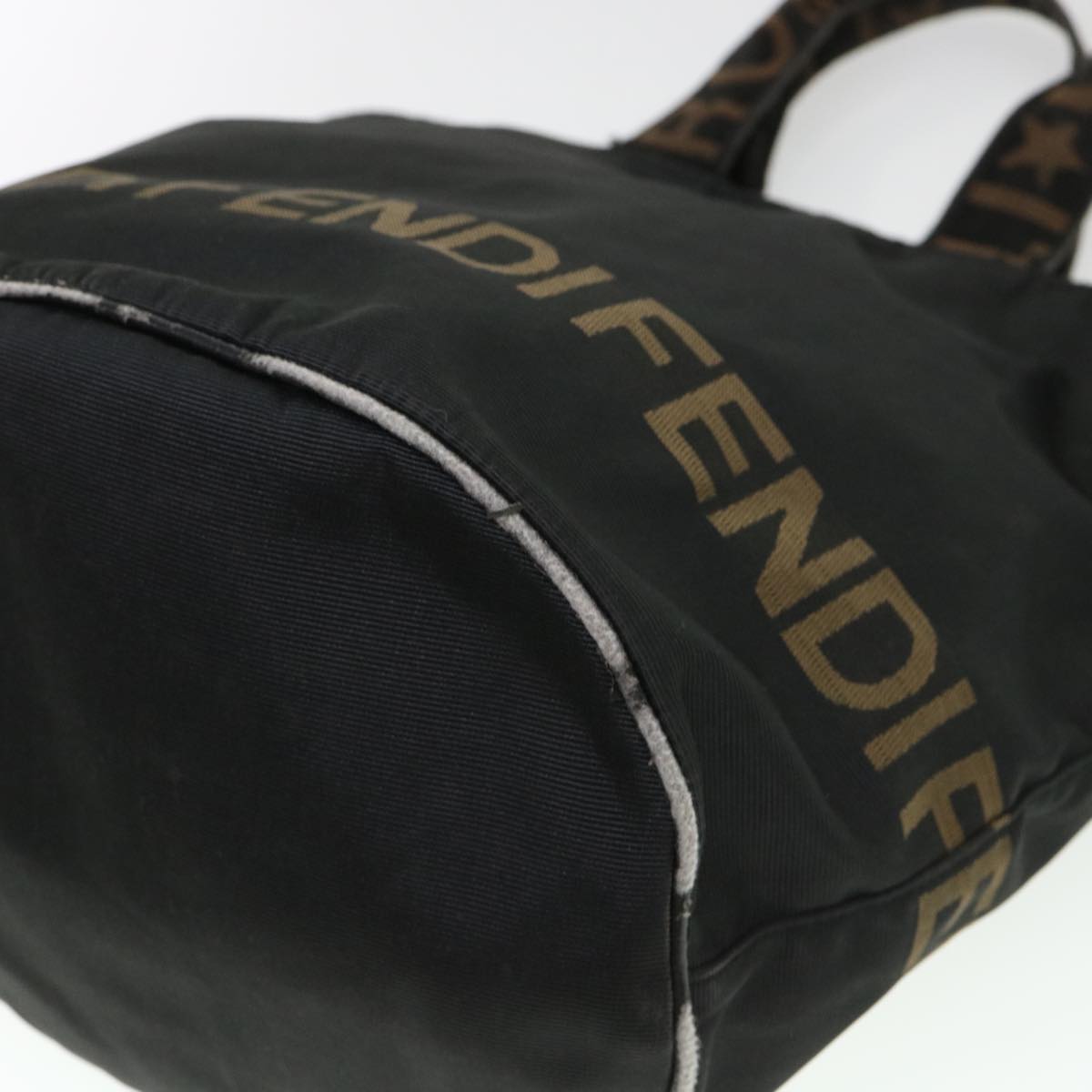 FENDI Hand Bag Nylon Brown Black yb047