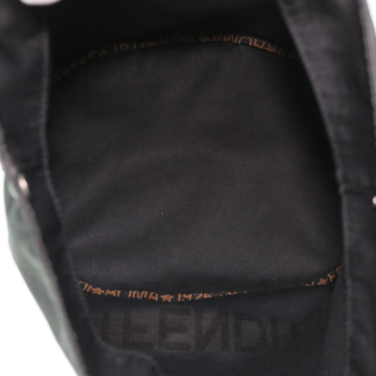 FENDI Hand Bag Nylon Brown Black yb047