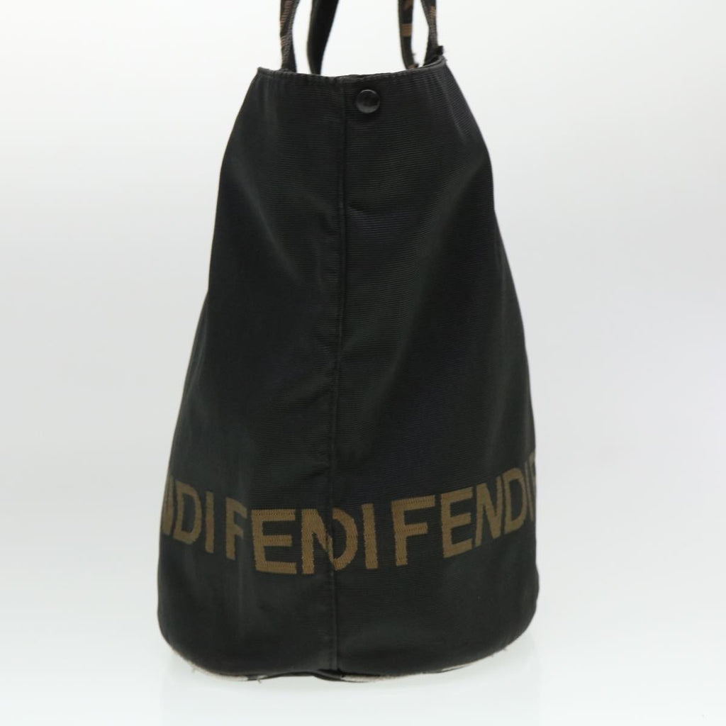FENDI Hand Bag Nylon Brown Black yb047
