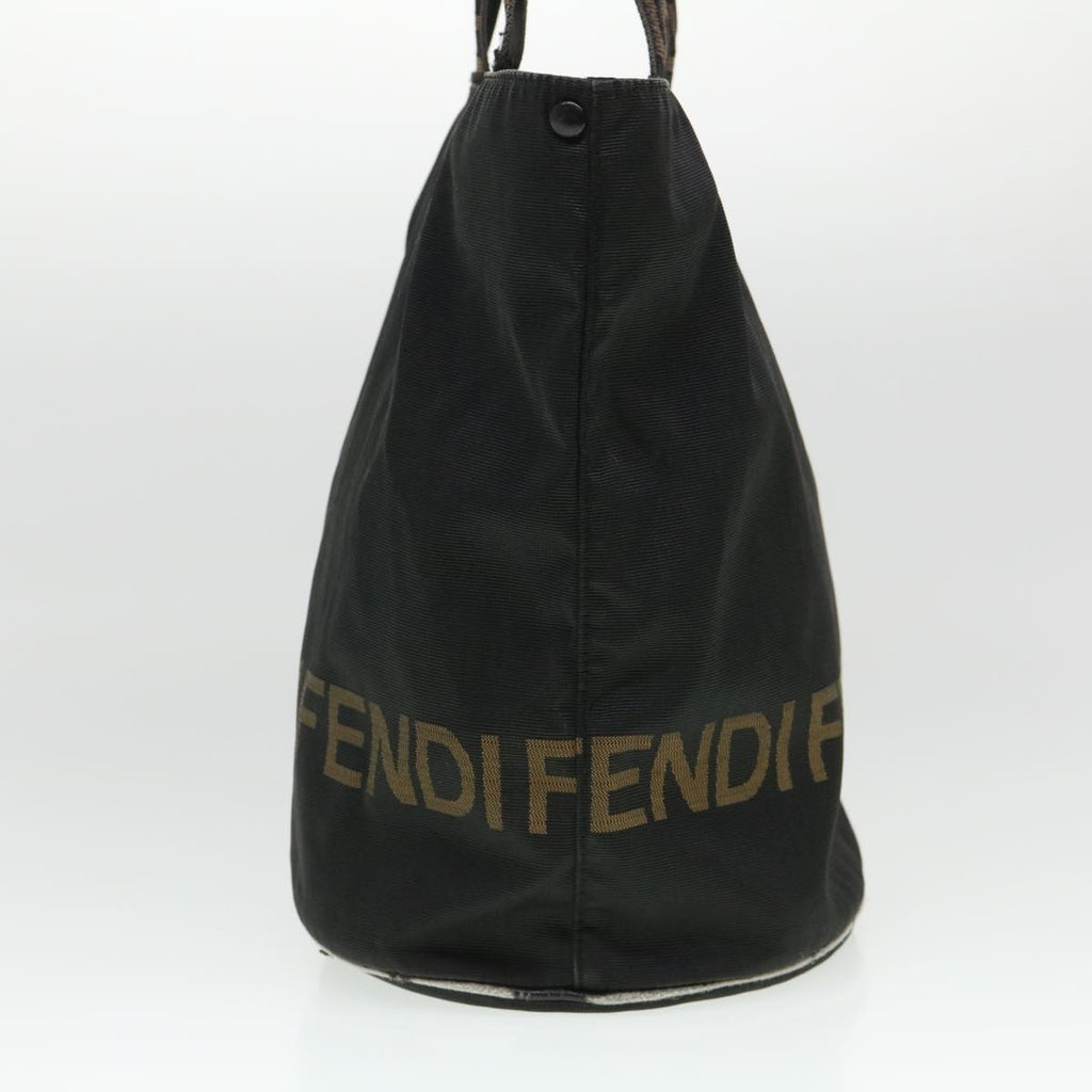 FENDI Hand Bag Nylon Brown Black yb047