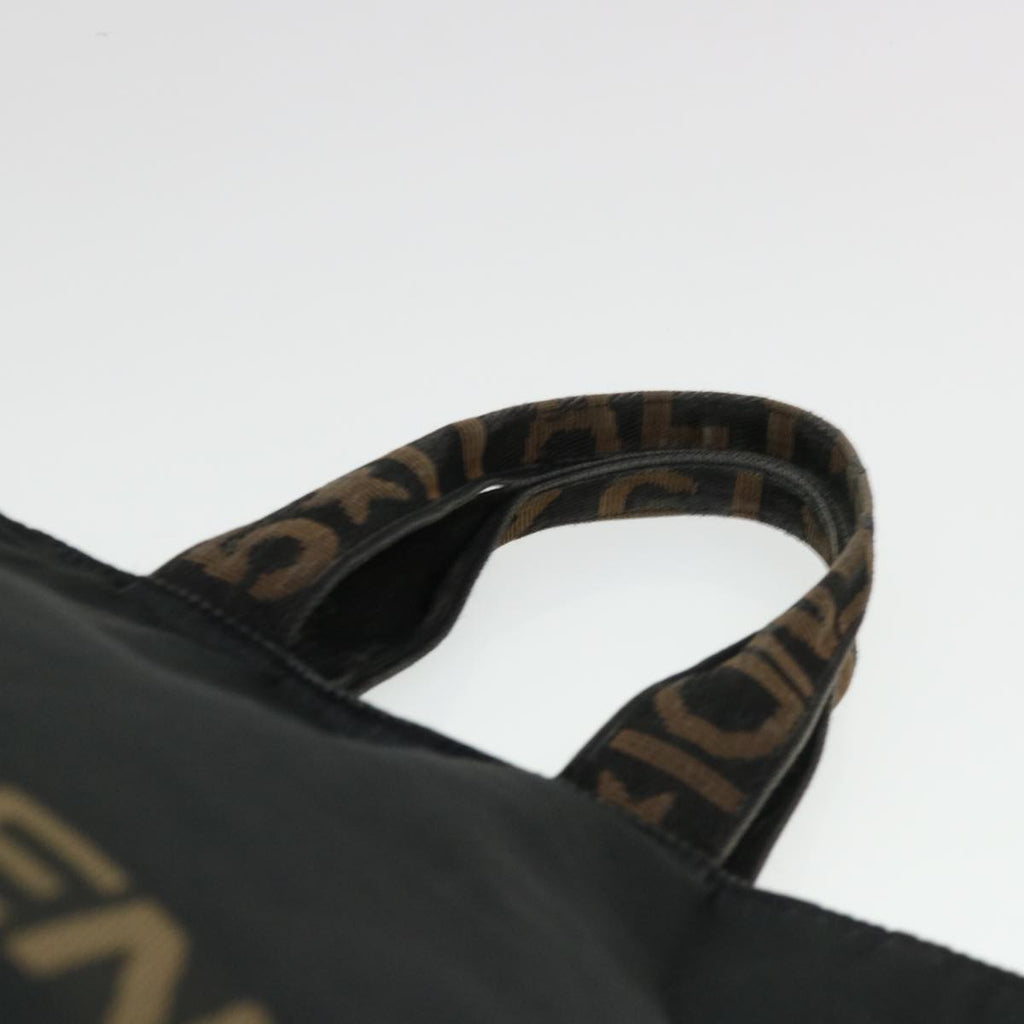 FENDI Hand Bag Nylon Brown Black yb047