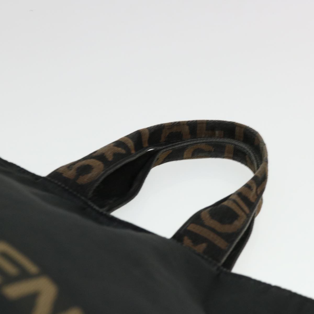 FENDI Hand Bag Nylon Brown Black yb047