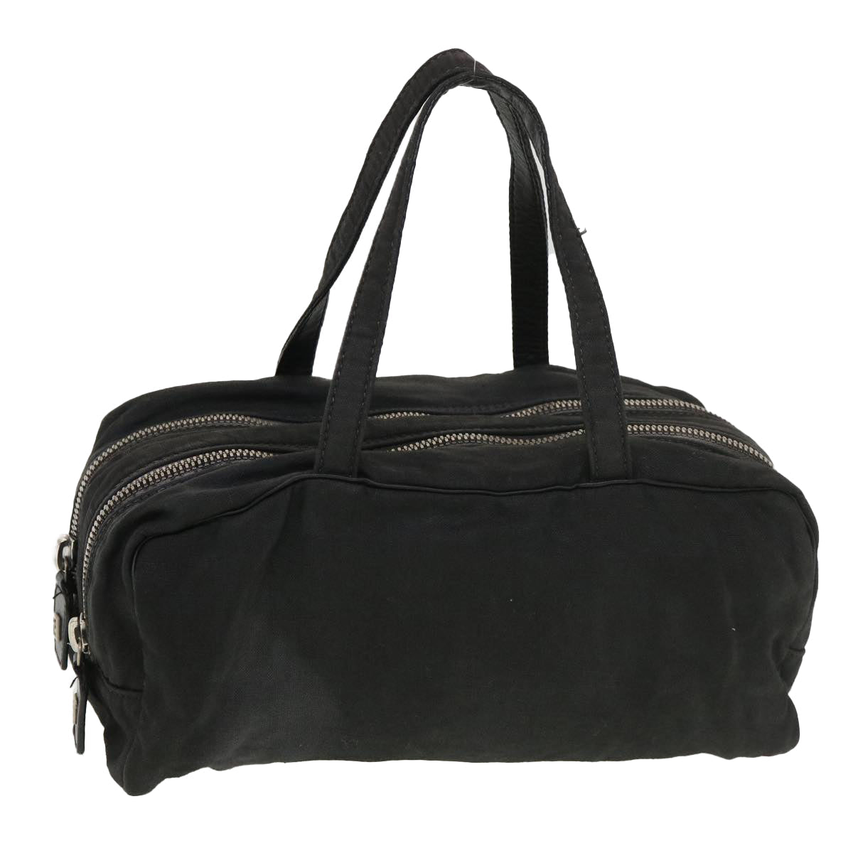 FENDI Hand Bag Canvas Black yb063