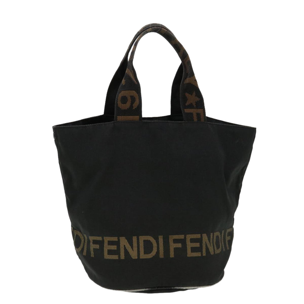 FENDI Hand Bag Nylon Black Brown yb084