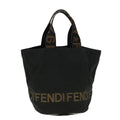 FENDI Hand Bag Nylon Black Brown yb084