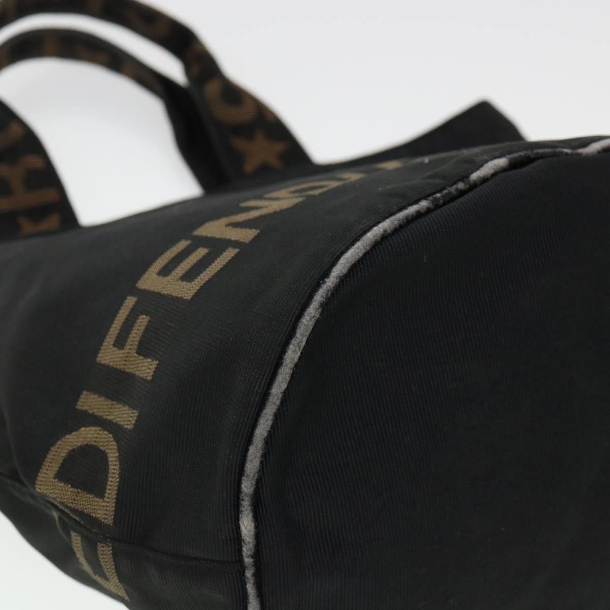 FENDI Hand Bag Nylon Black Brown yb084