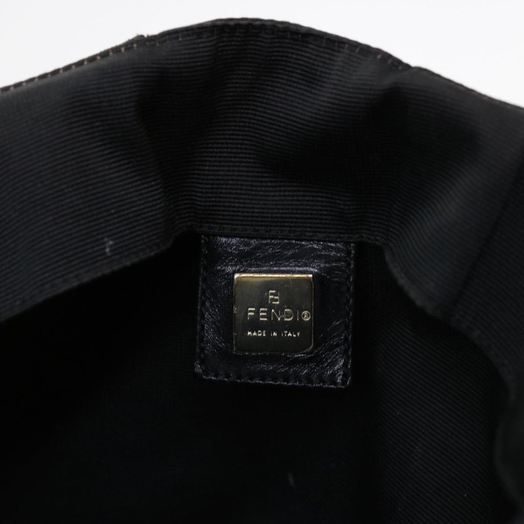 FENDI Hand Bag Nylon Black Brown yb084