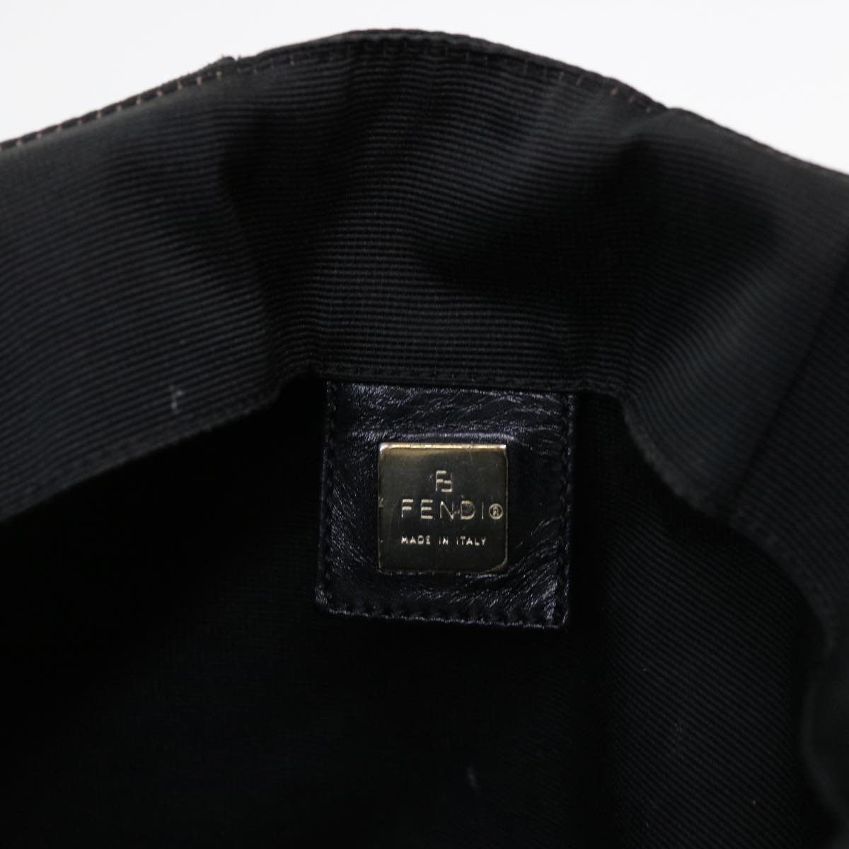 FENDI Hand Bag Nylon Black Brown yb084
