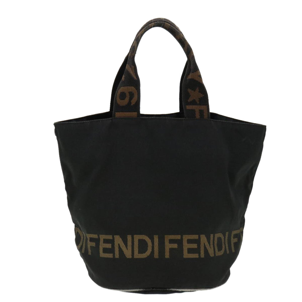 FENDI Hand Bag Nylon Black Brown yb084