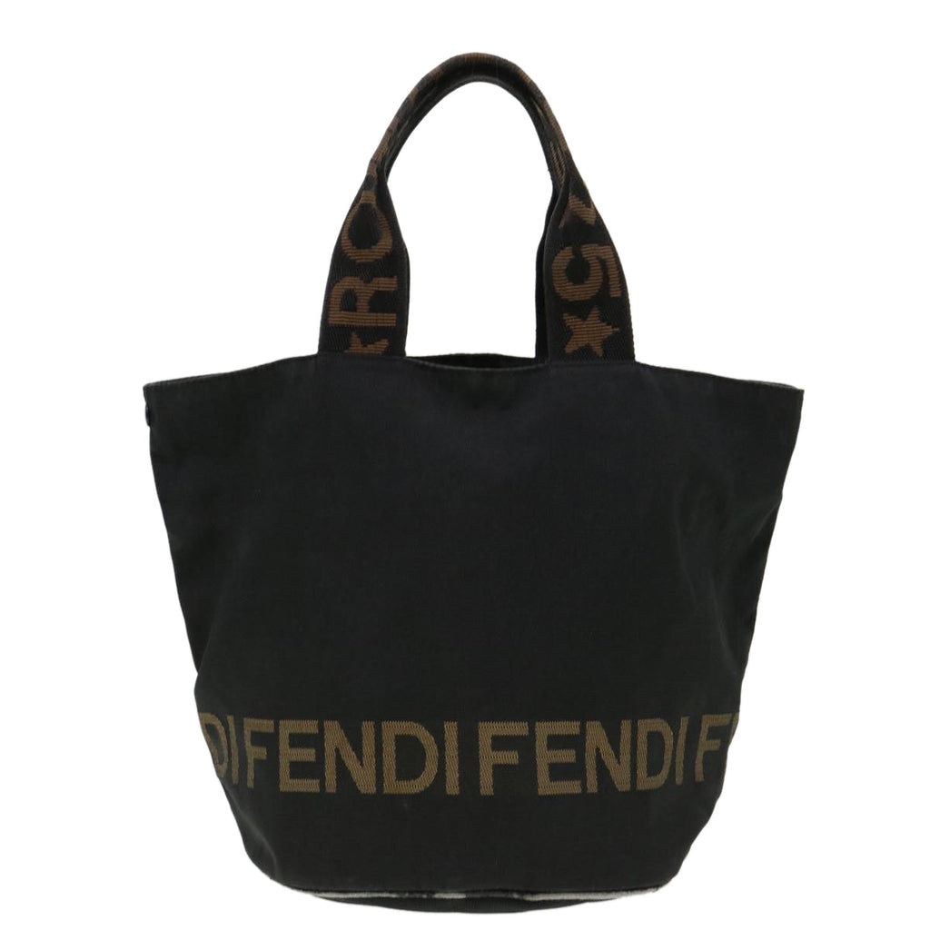 FENDI Hand Bag Nylon Black Brown yb084