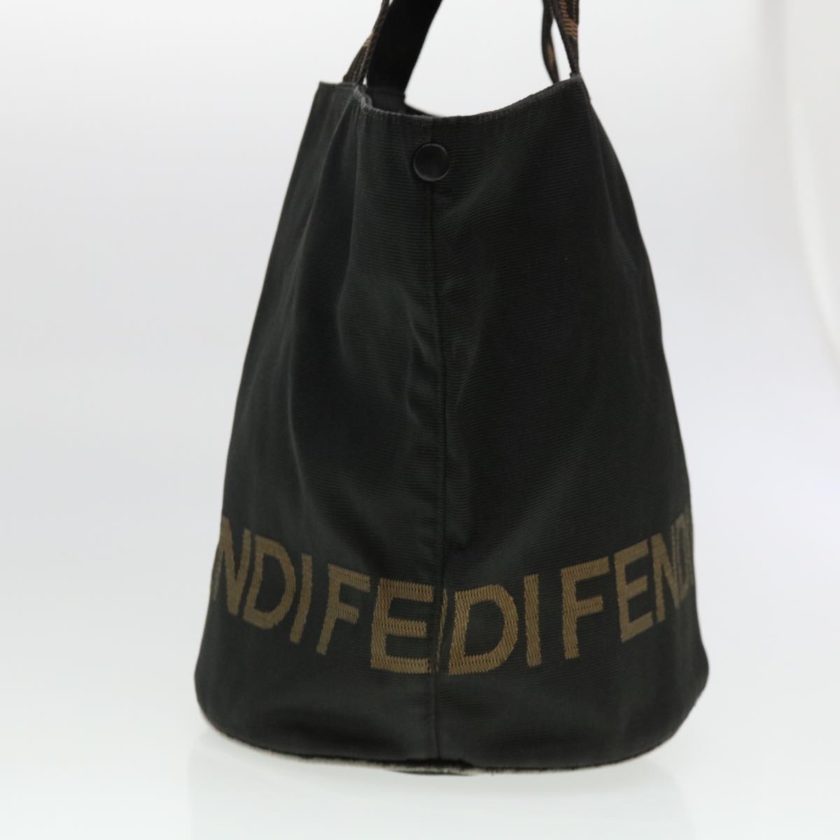 FENDI Hand Bag Nylon Black Brown yb084