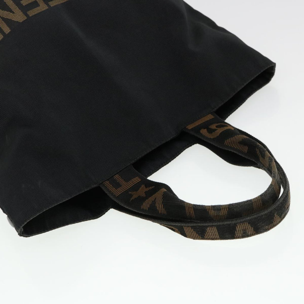 FENDI Hand Bag Nylon Black Brown yb084